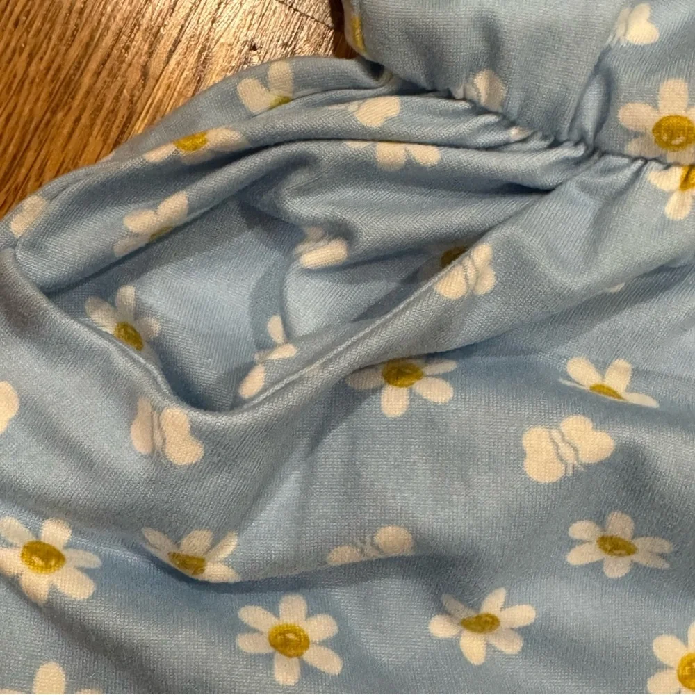 Blue Floral toddler dress sz 2t with flower butterfly design and tie back